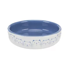   Trixie Ceramic Bowl ceramică castron (alb, albastru) scurt cu bot pisici pentru (0,3 l /11 cm)