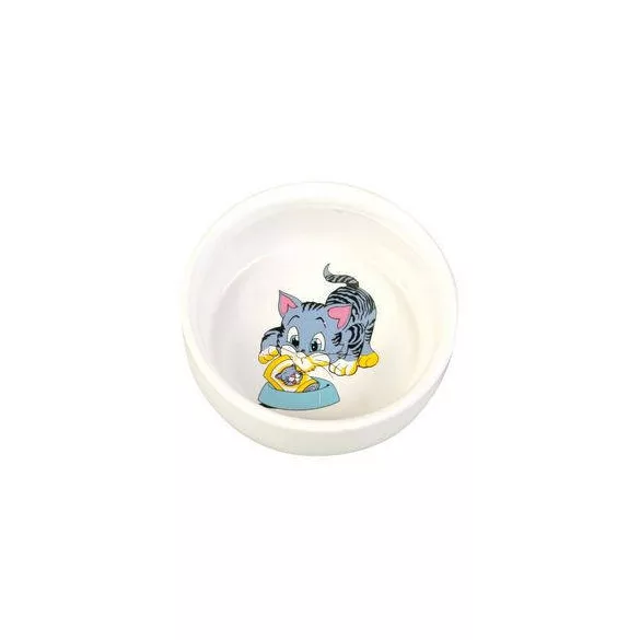 Trixie Ceramic Bowl ceramică castron (alb, cu model) pisici pentru (0,3 l /11 cm)