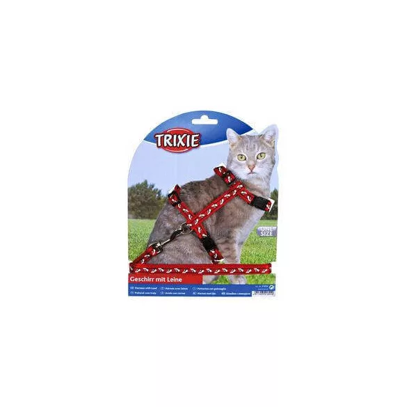 Trixie ham+lesă pisică cu model, 27-45 cm/10 mm, 1,20 m