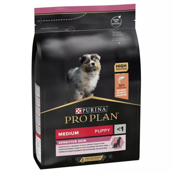 Purina Pro Plan Medium Puppy Sensitive Skin in salmon bogat uscat hrană pentru câini 12 kg