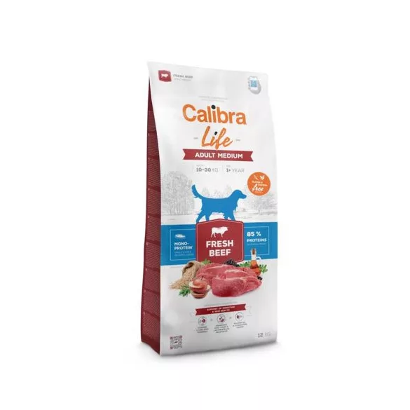 Calibra Dog Life Adult Medium Breed Carne proaspătă de vită hrană pentru câini 12 kg