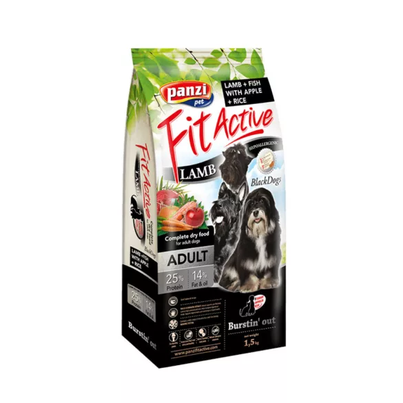 Panzi FitActive Hypoallergenic Black Dogs Lamb, Fish, Apple & Rice 1,5 kg