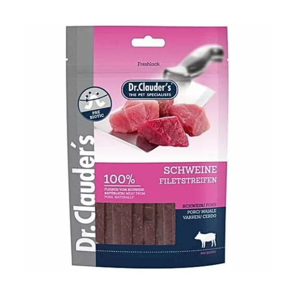 Dr Clauders Dog Recompensă Stripes Small Pork strips 80 g