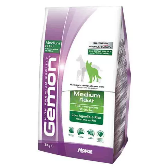 Gemon Dog Medium Adult 3 kg lamb-rice hrană pentru câini
