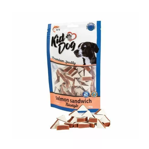 KidDog Salmon-Cod Sandviș, Triunghiular Recompensă 80 g