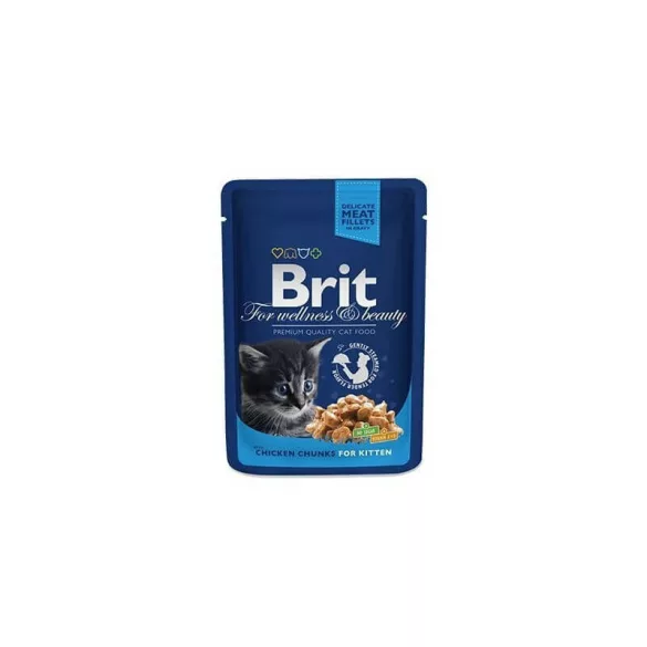 Brit Premium Cat Pouches Chicken Chunks for Kitten 4x100 g