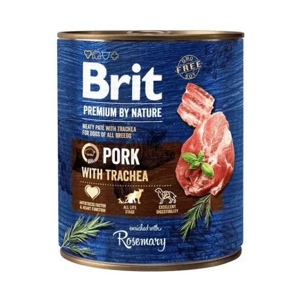 Brit Premium by Nature Adult Pork with Trachea conservă 6x400 g
