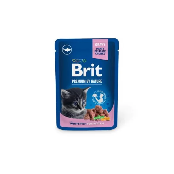 Brit Premium Cat Pouches White Fish for Kitten 12x100 g