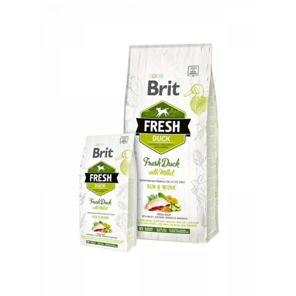 Brit Fresh Duck și Millet Adult Run & Work 2x12 kg