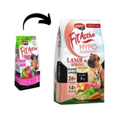   Panzi FitActive Originals Puppy&Junior Hypoallergenic Lamb&Veggies hrană pentru câini 4 kg