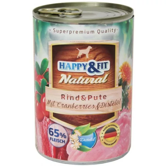 Happy&Fit Natural adult, beef, turkey, cranberry 6x800 g