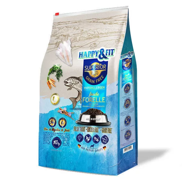 Happy&Fit Superior Grain Free Hipoalergenic (trout, fish oil, glucosamine, chondroitin) 2x10 kg