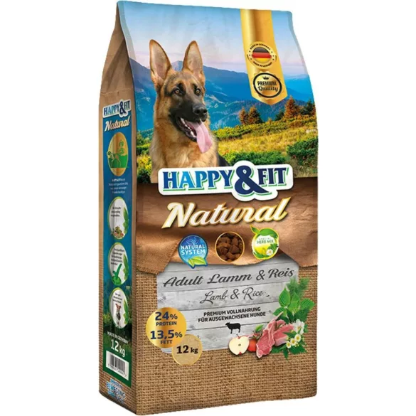 Happy&Fit Natural Adult Lamb&Rice 2x12 kg hrană pentru câini