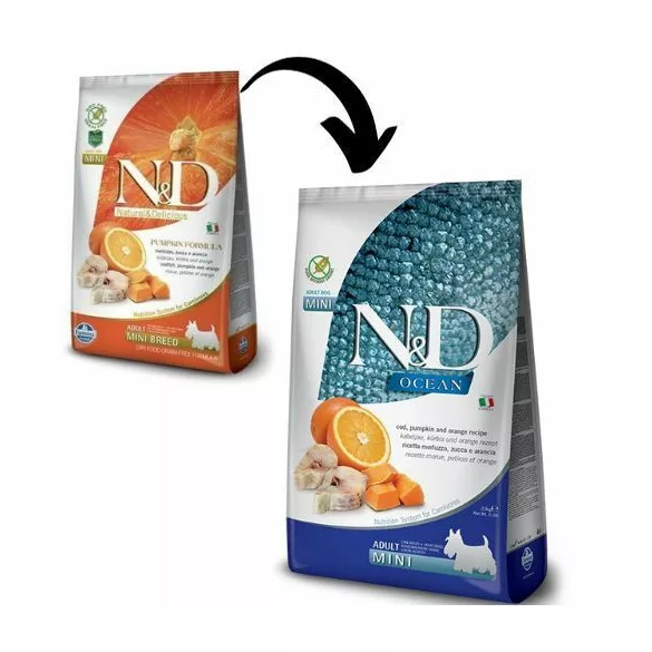 N&D Grain Free cod&portocaliu with pumpkin adult mini 7 kg