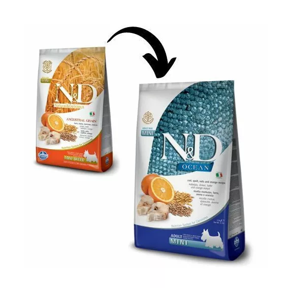 N&D Low Grain Dog Cod&portocaliu adult mini 7 kg