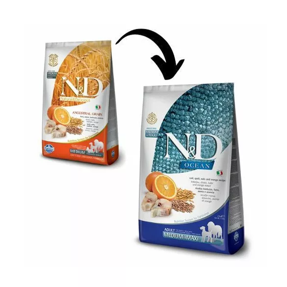 N&D Low Grain Dog Cod&Portocaliu adult medium 12 kg