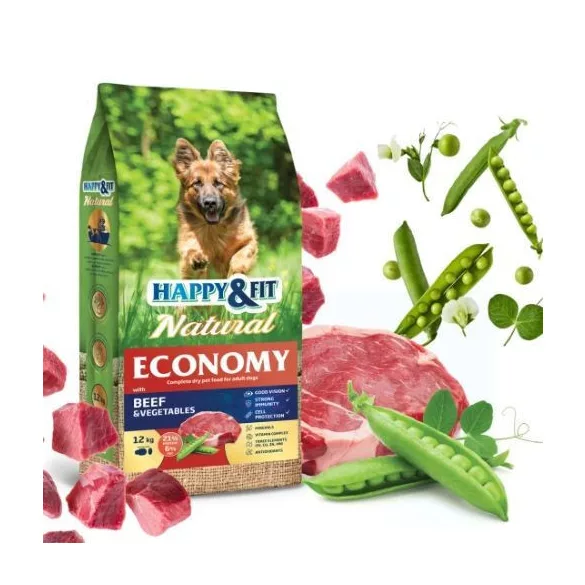 Happy&Fit Natural Economy Adult with Beef and Vegetables 12 kg