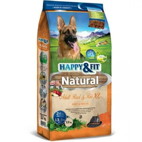 Happy&Fit Natural Adult Rind&Rice XL 12 kg hrană pentru câini