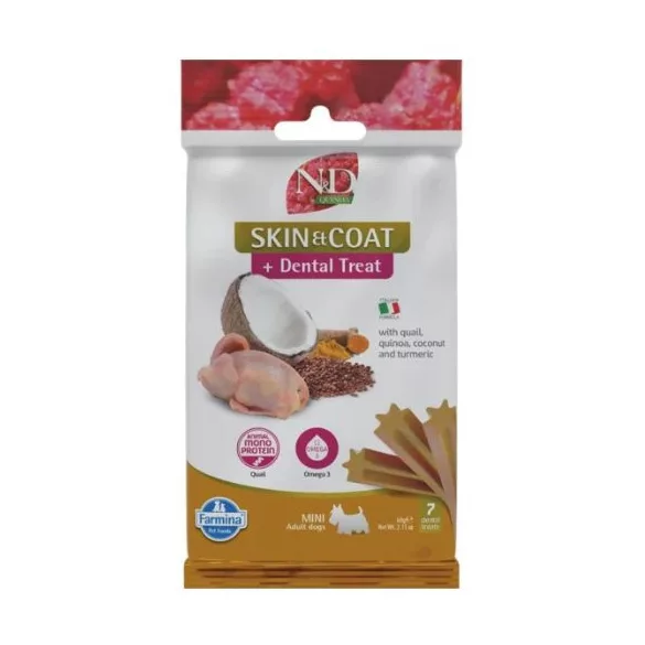 N&D Quinoa Dog Recompensă Skin&coat Quail Adult Mini 60 g