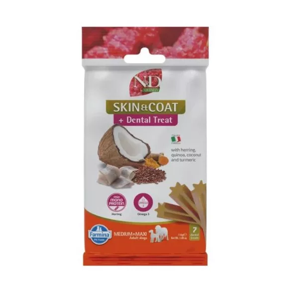 N&D Quinoa Dog Recompensă Skin&coat Herring Adult Med&max 100 g