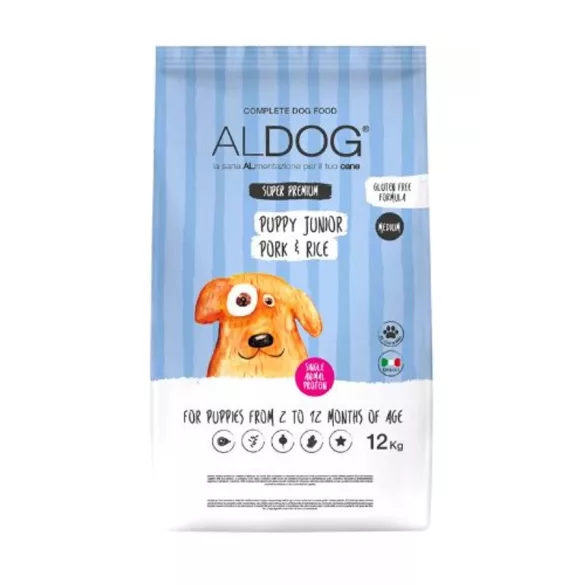 Aldog Puppy-Junior Medium Large Pork 12 kg hrană pentru câini