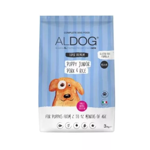 Aldog Puppy-Junior Medium Large Pork 3 kg hrană pentru câini