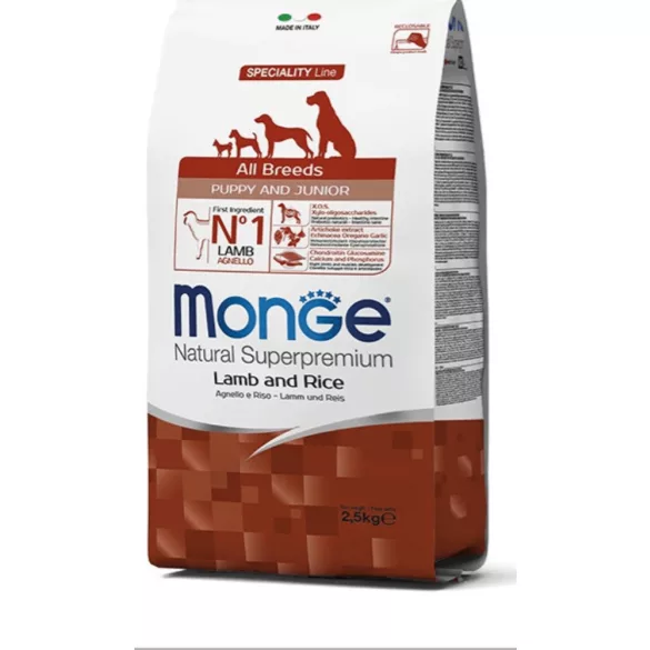 Monge All Breed Puppy and Junior Lamb and Rice 12 kg hrană pentru câini