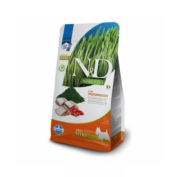 N&D Spirulina Dog Herring Adult Mini Hrană pentru câini 2 kg