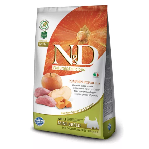 N&D Dog Grain Free wild boar&apple with pumpkin adult mini 2,5 kg hrană pentru câini
