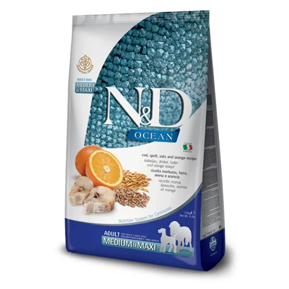 N&D Ocean Low Grain cod&portocaliu adult medium&maxi 12 kg