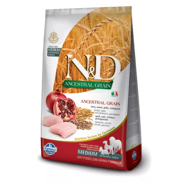 N&D Dog Ancestral Grain chicken, spelt, oat&pomegranate Adult medium&maxi 12 kg