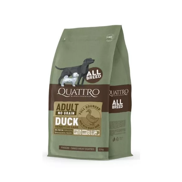 QUATTRO Hypoallergenic ALL BREED ADULT DUCK hrană pentru câini 12 kg