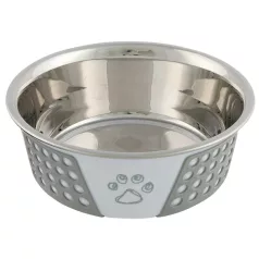 Trixie castron metal silicon cu capac 0,75 l / 17 cm alb/gri