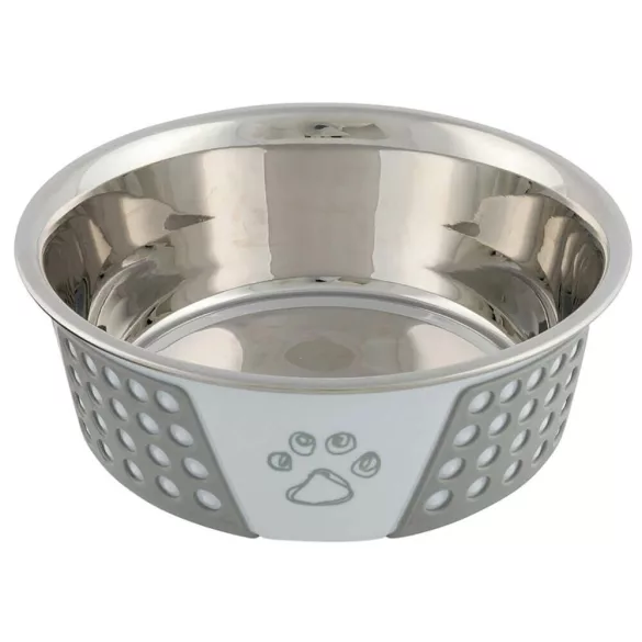 Trixie castron metal silicon cu capac 0,75 l / 17 cm alb/gri