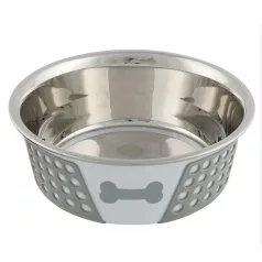 Trixie castron metal silicon cu capac 1,4 l / 21 cm alb/gri
