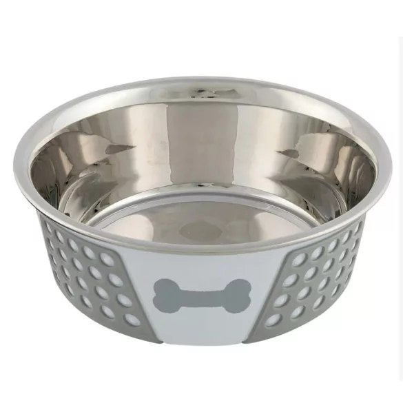 Trixie castron metal silicon cu capac 1,4 l / 21 cm alb/gri