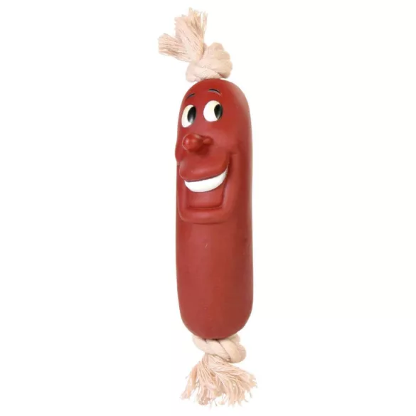 Trixie Jucărie Cauciuc Cârnați Cu frânghie 11 cm