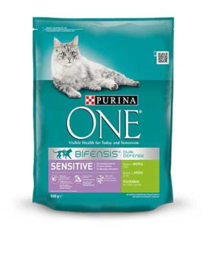 Purina ONE Sensitive hrană uscată pentru pisici cu curcan 800 g